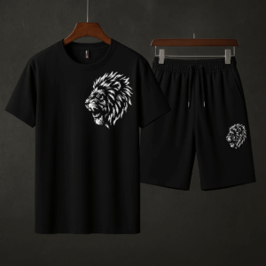 Lion Face Printed Micro Tracksuit – Shorts and Full Trouser