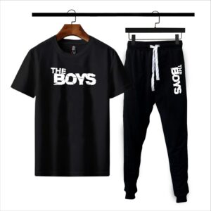 "The Boys" Printed Polyester Tracksuit – Black